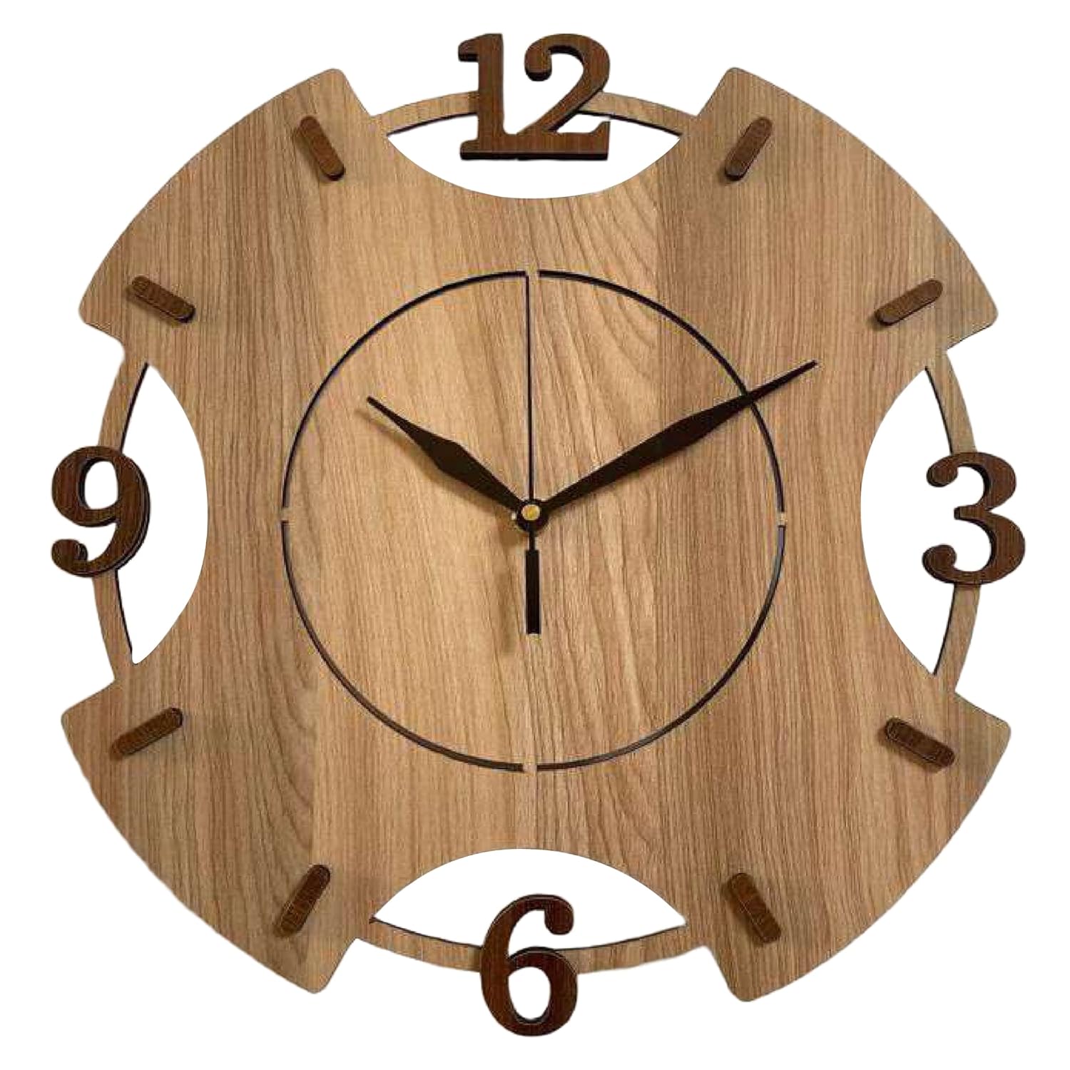 Wooden MDF Wall Clock for Home, Living Room, Bedroom, Office Home Decor Stylish Wall Hanging Watch, Round Shaped Wall Clock for Home Decoration | Unique Design