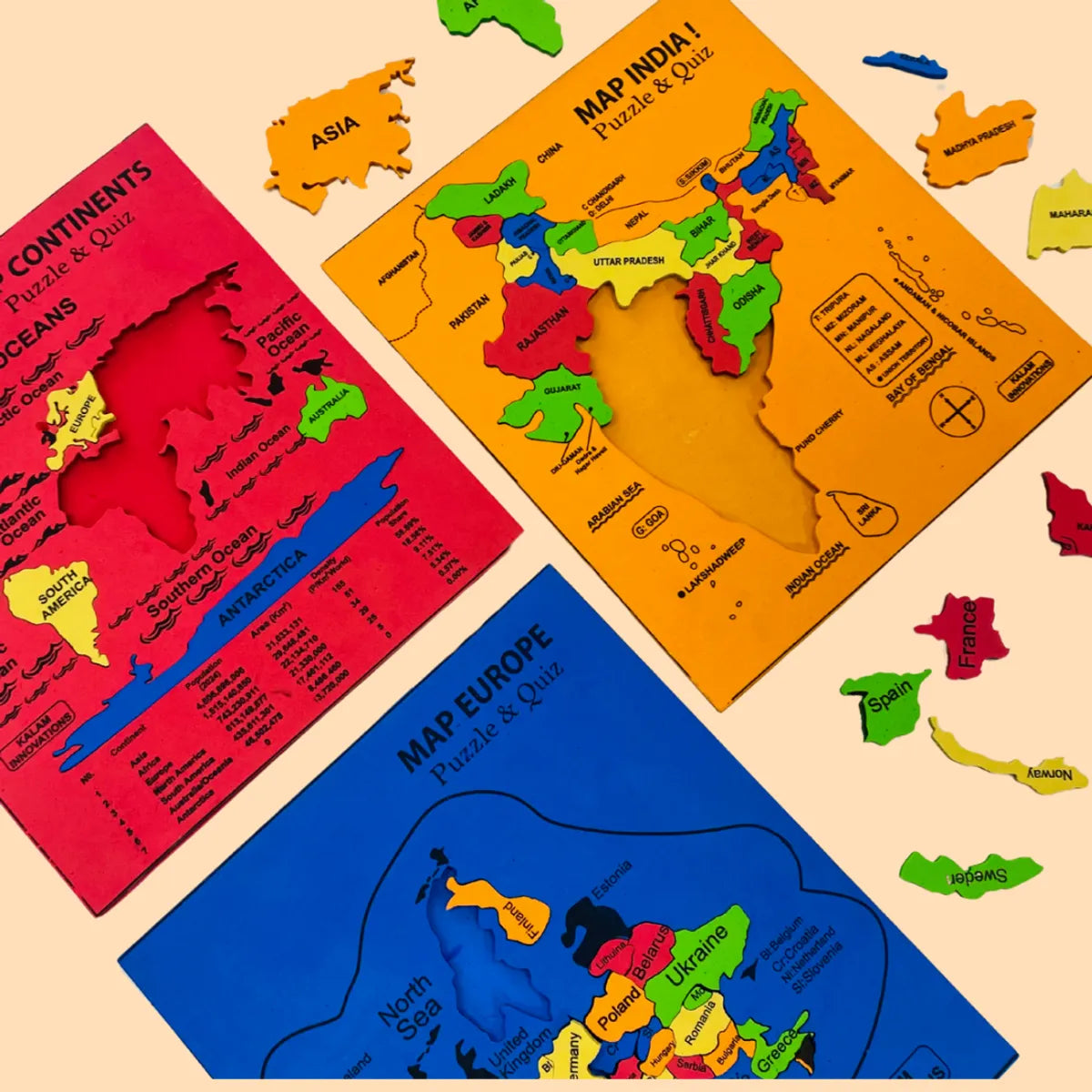 Mapology India & Europe with Continents Educational Toy for Kids