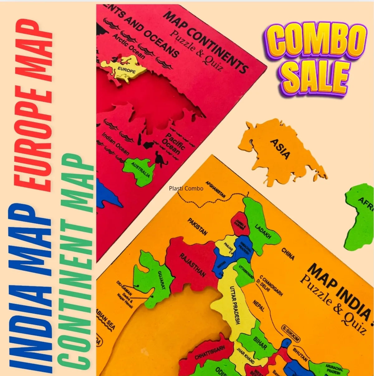 Mapology India & Europe with Continents Educational Toy for Kids