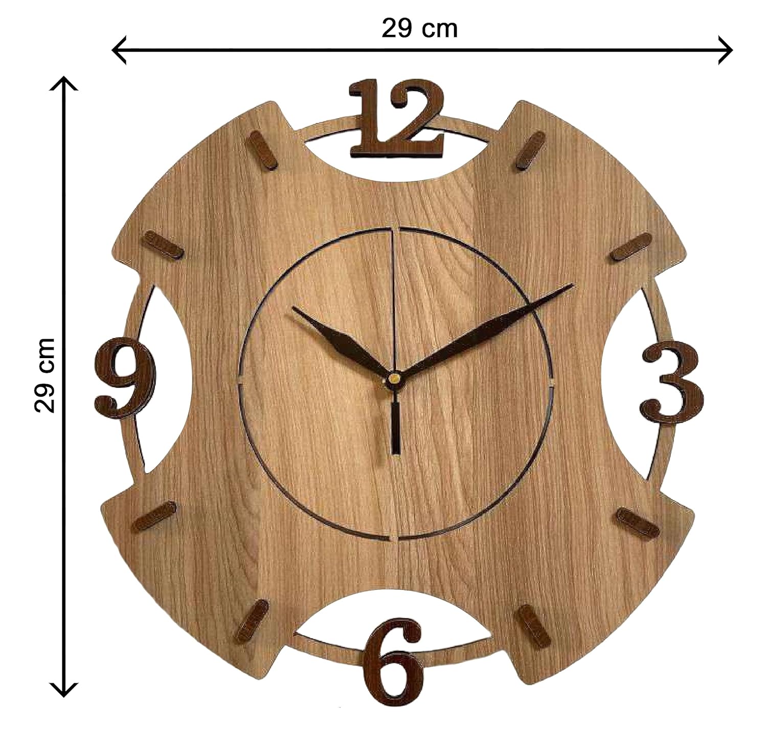 Wooden MDF Wall Clock for Home, Living Room, Bedroom, Office Home Decor Stylish Wall Hanging Watch, Round Shaped Wall Clock for Home Decoration | Unique Design