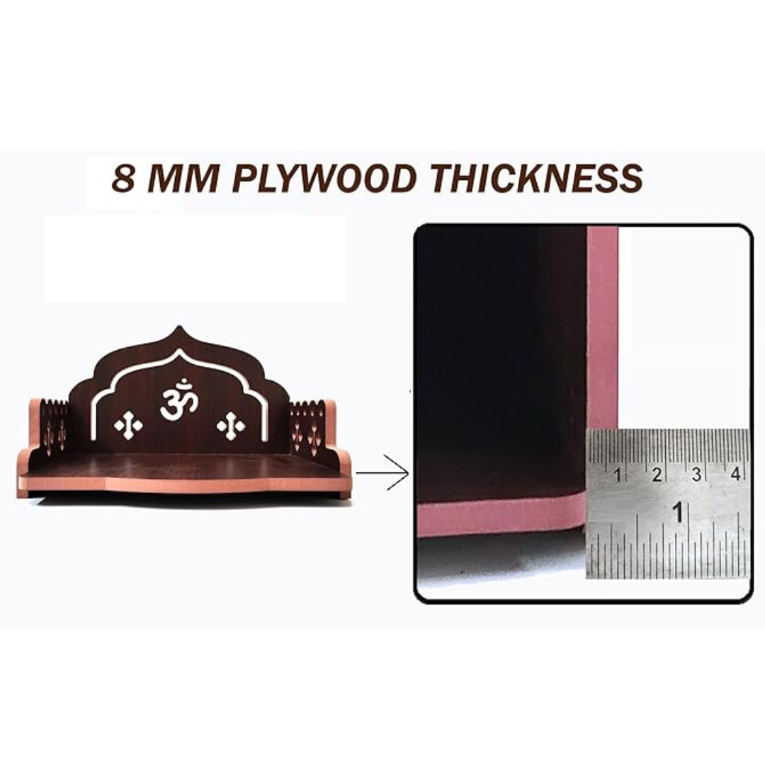 MDF Small Wooden Temple/Wall Shelves/sinhasan/Pooja Stand/Hindola (8.5 in * 6 in * 5.5 in) (8 MM Plywood Thickness)