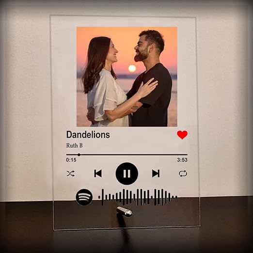 Imagine Art  Customized Photo and Spotify Plaque |Personalized Photo Frame with Wooden Stand |Spotify Frame |Gift |Birthday |Anniversary |Valentine's Gift (6 * 9 Inches, Transparent), Rectangular, tabletop