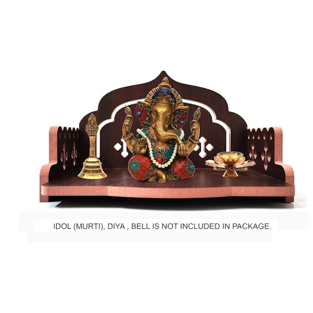 MDF Small Wooden Temple/Wall Shelves/sinhasan/Pooja Stand/Hindola (8.5 in * 6 in * 5.5 in) (8 MM Plywood Thickness)