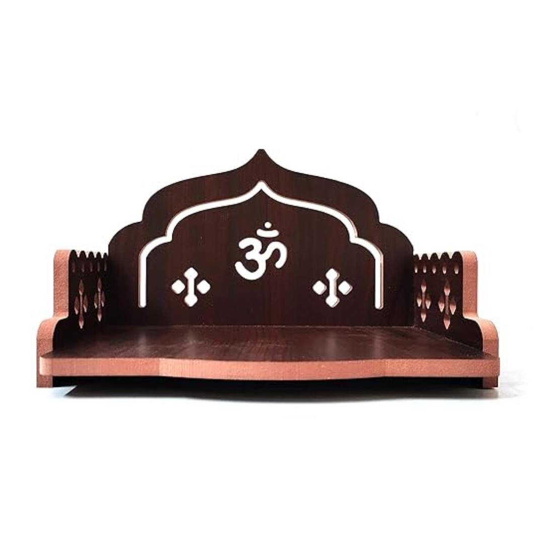 MDF Small Wooden Temple/Wall Shelves/sinhasan/Pooja Stand/Hindola (8.5 in * 6 in * 5.5 in) (8 MM Plywood Thickness)