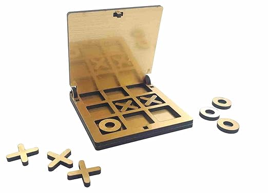 GOLDEN FEATHER Wooden Tic Tac Toe Portable Game For All Age Groups|Pack of 1