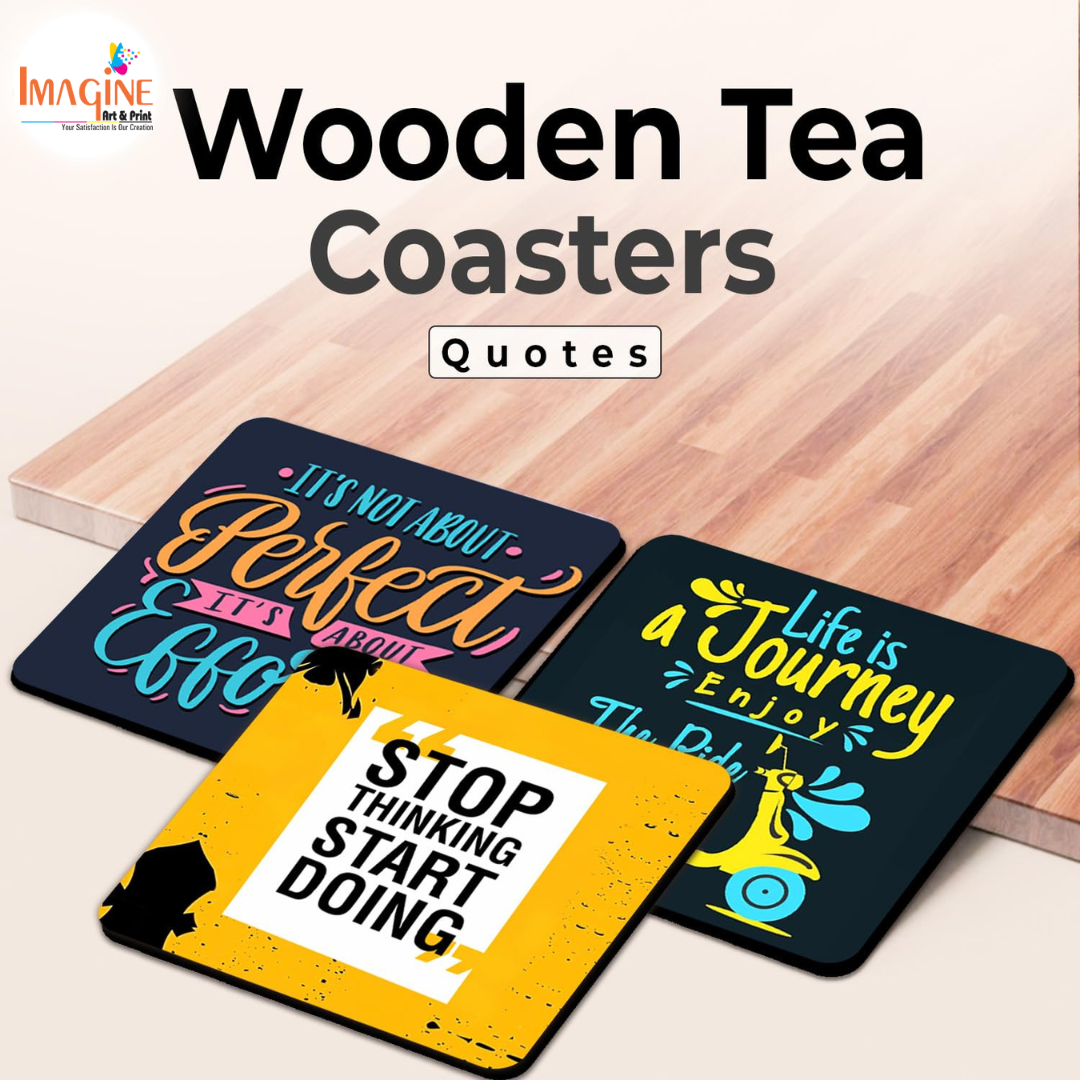 Tea Coasters Set of 6, Beautiful Design with Stand for Tea Cups, Coffee Mugs, and Glasses, Ideal for Diwali Gifting (Inspirational Quotes)