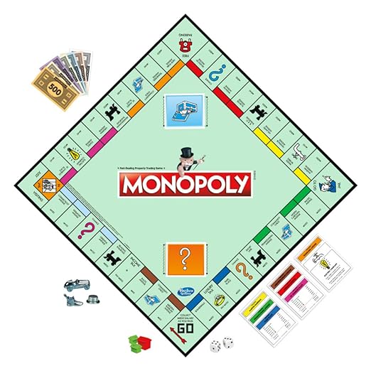 MONOPOLY Board Game (Multicolor) for Families and Kids Ages 8 and Up, Classic fantasy Gameplay