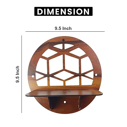 Wall Mounted Floating Shelves for Living Room, Bedroom, Kitchen, Pooja Room & More – No Drill, Adhesive Wood Shelf, Corner & Book Shelves, Set of 4, Wall Decor (Round 2 Shelf)