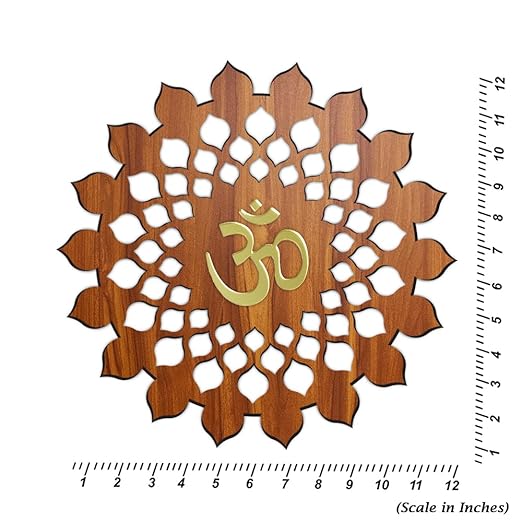 Chants Engineered Wood Beautiful Mandala Om Wall Decor Art For Pooja Room, Yoga, Living Room, Home Decor And Office