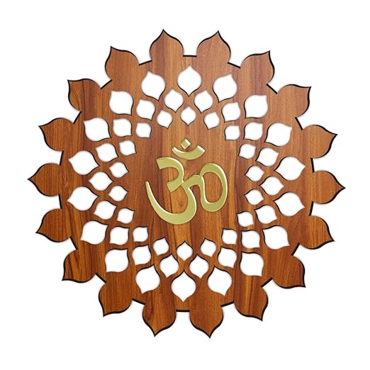 Chants Engineered Wood Beautiful Mandala Om Wall Decor Art For Pooja Room, Yoga, Living Room, Home Decor And Office