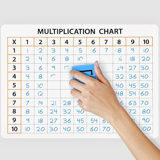 Dry Erase Multiplication Chart Whiteboard 9" x 12" Multiplication Table Double Sided Times Table