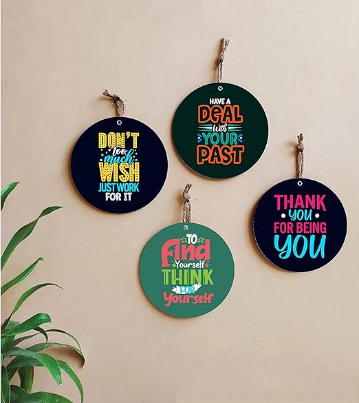 nspirational Quotes Mdf Printed Wall Hanging For Living Room Home Décor Plates Bedroom Hall Entrance Office Mdf Wooden L X H 8.00 X 8.00 Inch 4Pcs