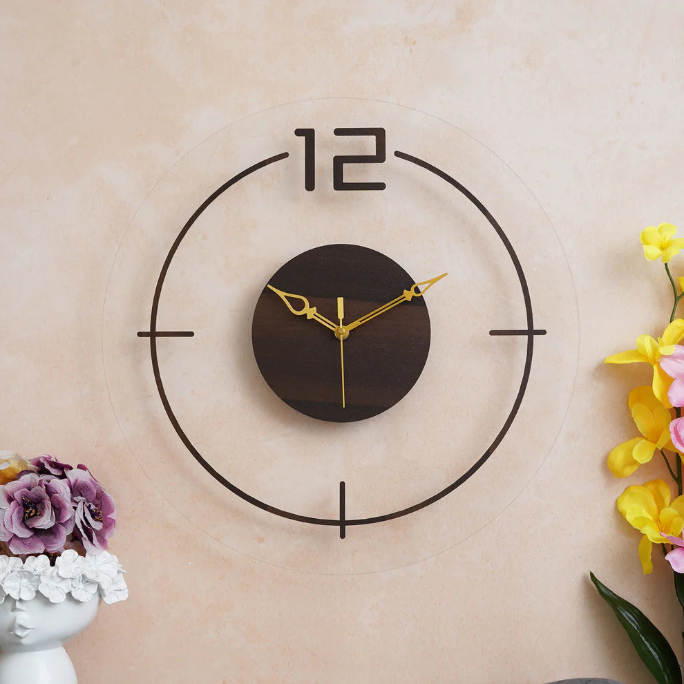 Elegant Touch Wooden Acrylic Wall Clock