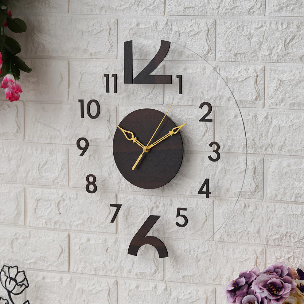 Round Shaped Numerical Acrylic Wooden Wall Clock