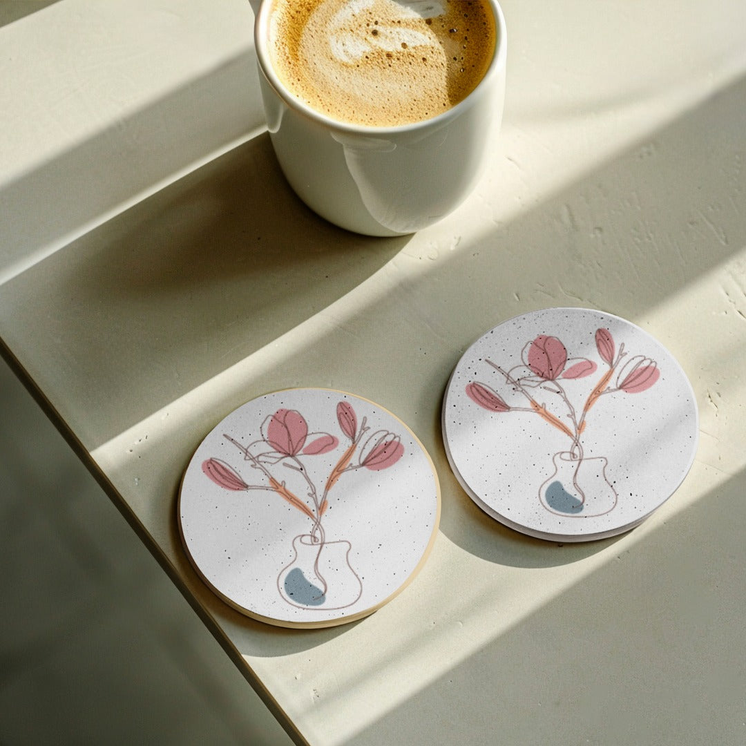 Coaster Set of 6 Modern Art Design Wooden Coasters to Serve Tea Cups, Coffee Mugs and Glasses (3.8 x 3.8 inch) (Modern Art) (Ecofriendly) Regular price