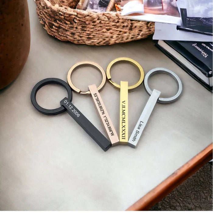 Personalized Cube Bar Keychain