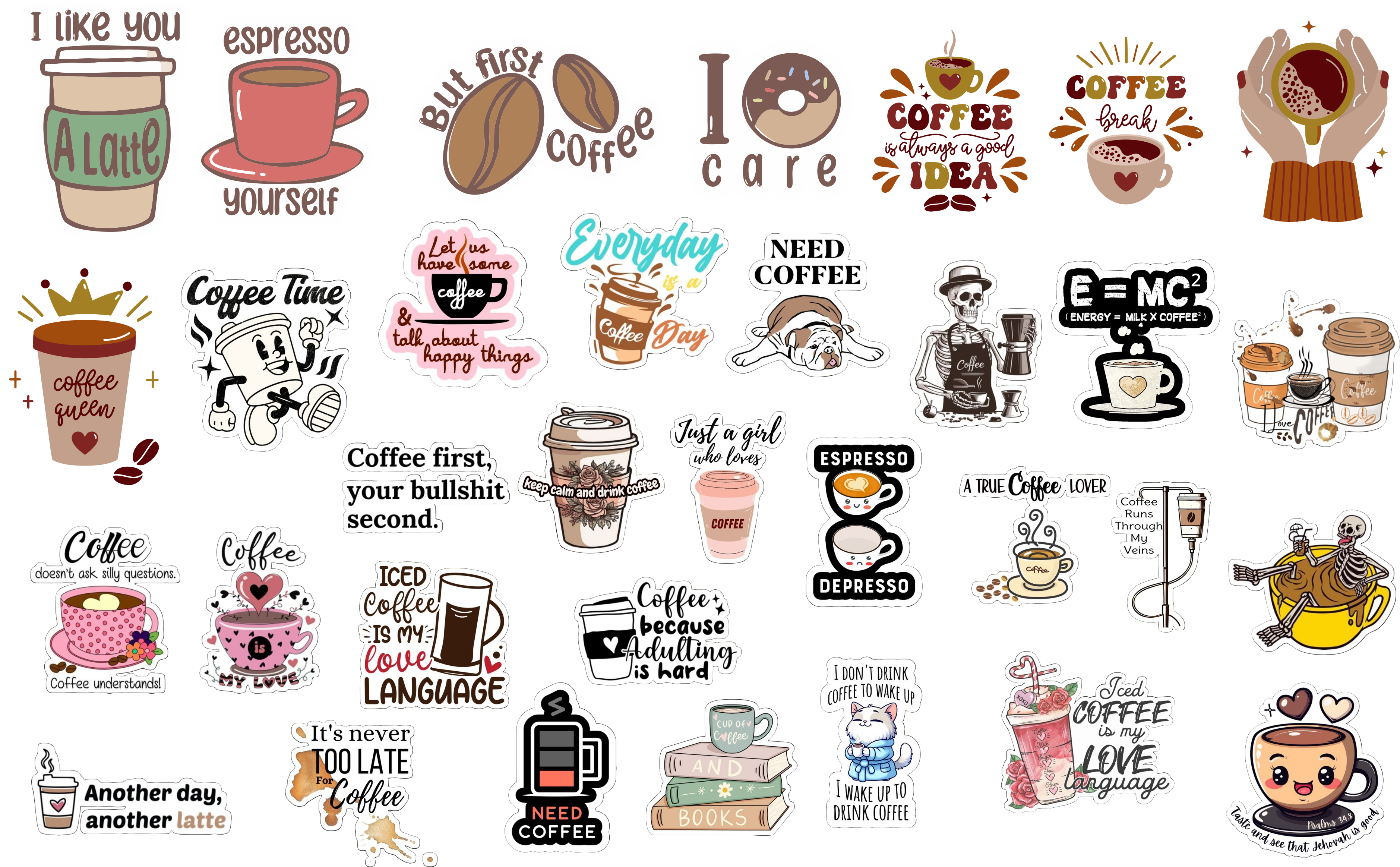 Keep Calm and Drink Coffee - DTF Sticker(set of 15)