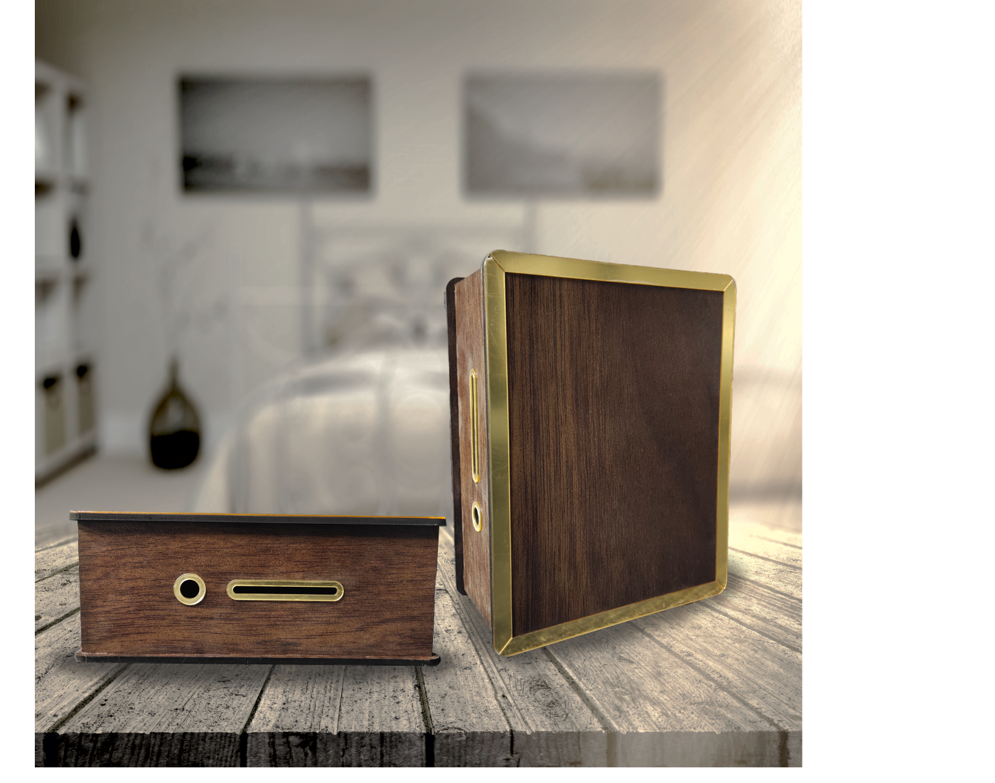 Gold Strip Wooden Saving Box 100000 For Kids