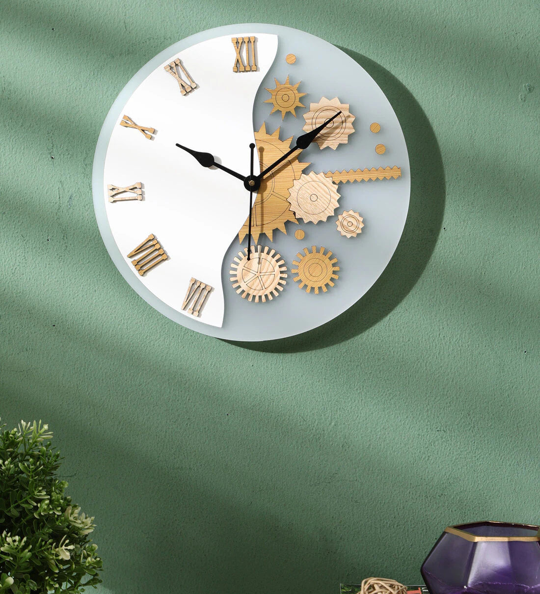 MDF And Acrylic Analog Gears Wall Clock