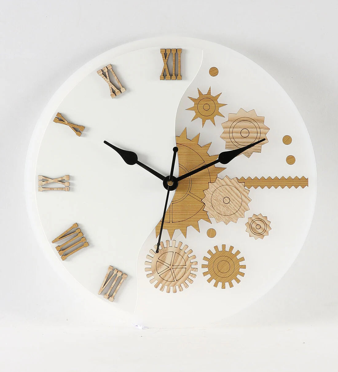 MDF And Acrylic Analog Gears Wall Clock